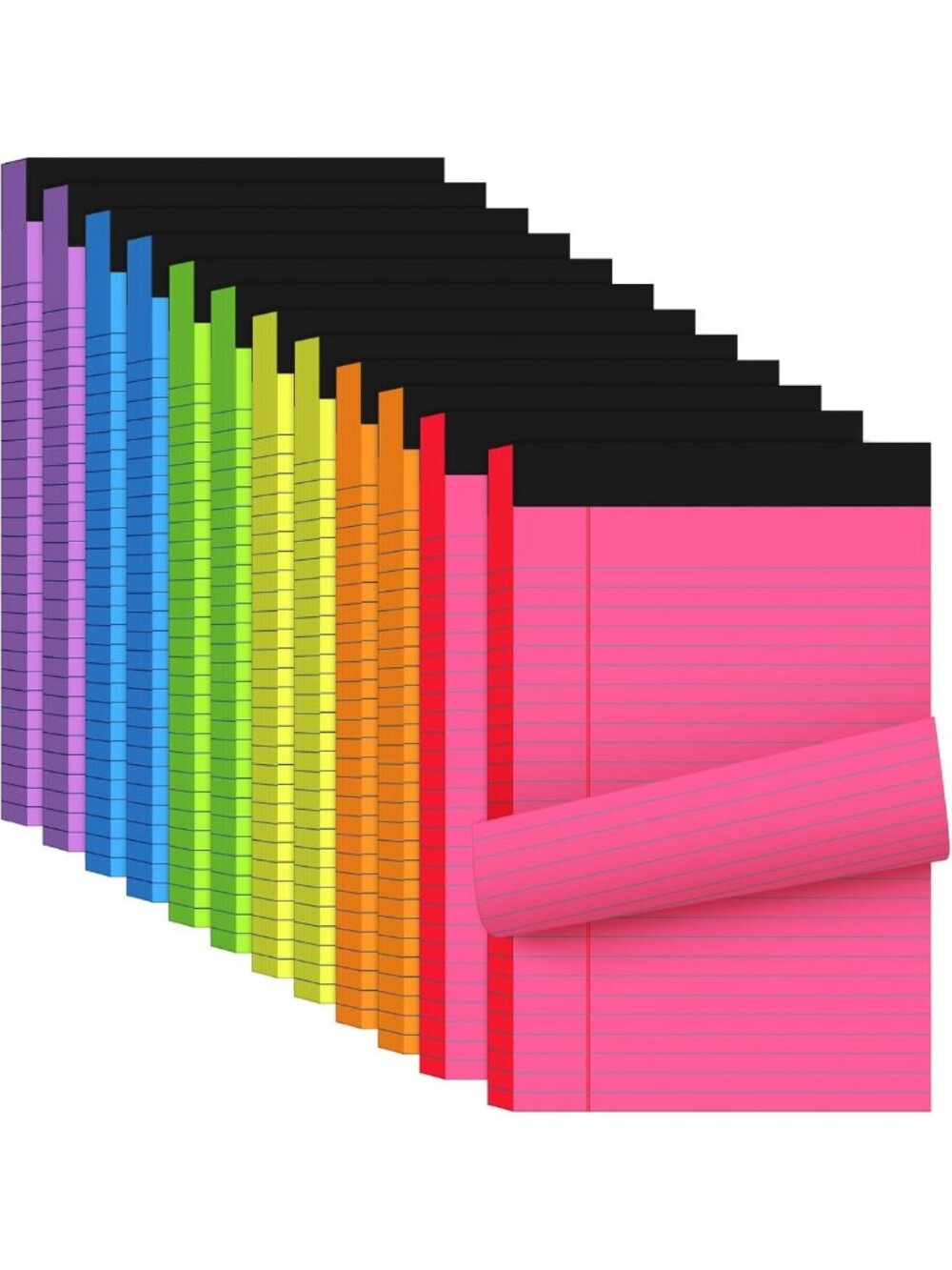 Vibrant 12-Pack Legal Pads, Fluorescent Colors, 5"x8", Perfect for Notes & Lists
